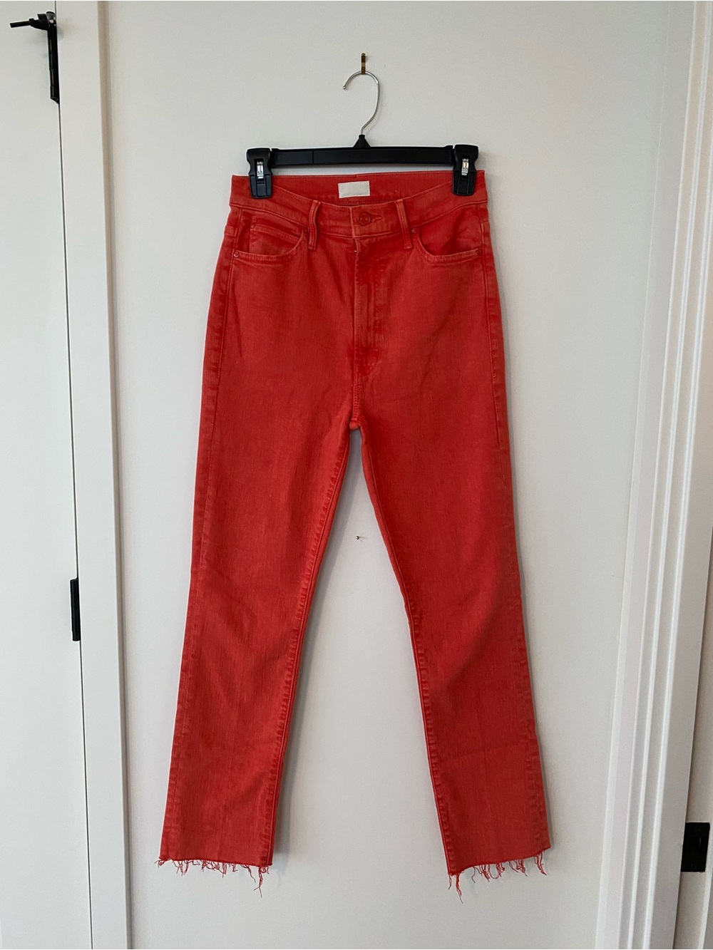 MOTHER Straight-Leg Jeans in Red